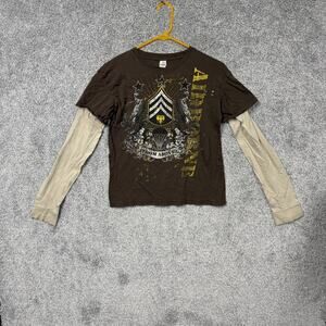 Vintage Y2K Hybrid Shirt Boys XL Airborne Military Streetwear Grunge Skater Alt